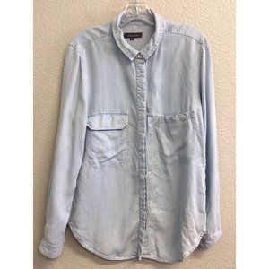 Level 99 Denim Blouse Button Up Chambray Shirt Women’s Size Large